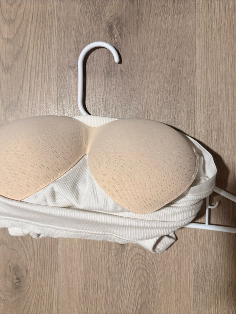 Cream Ribbed Racerback Tank Top with built in bra - Picture 4 of 4